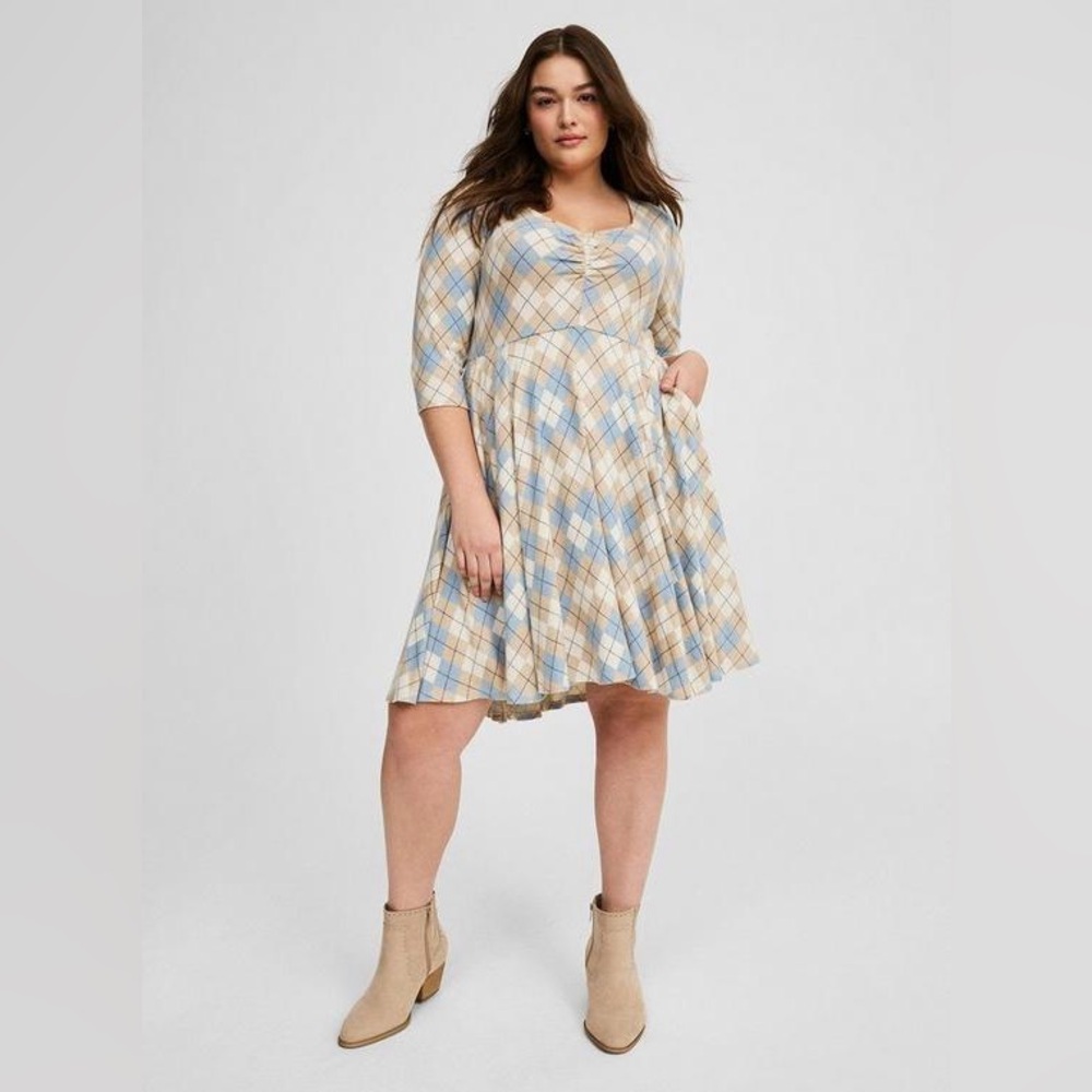 Torrid Super Soft Plush Princess Argyle Mini Skater Dress